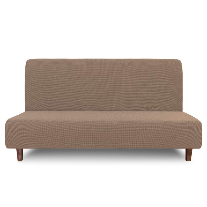 Easy-Going 100% Waterproof Futon Cover, Dual Waterproof Couch Cover for Futon, Stretch Jacquard Sofa Cover, Leakproof Furniture Protector for Kids, Pets, Dog and Cat (Medium, Camel) - Image 1